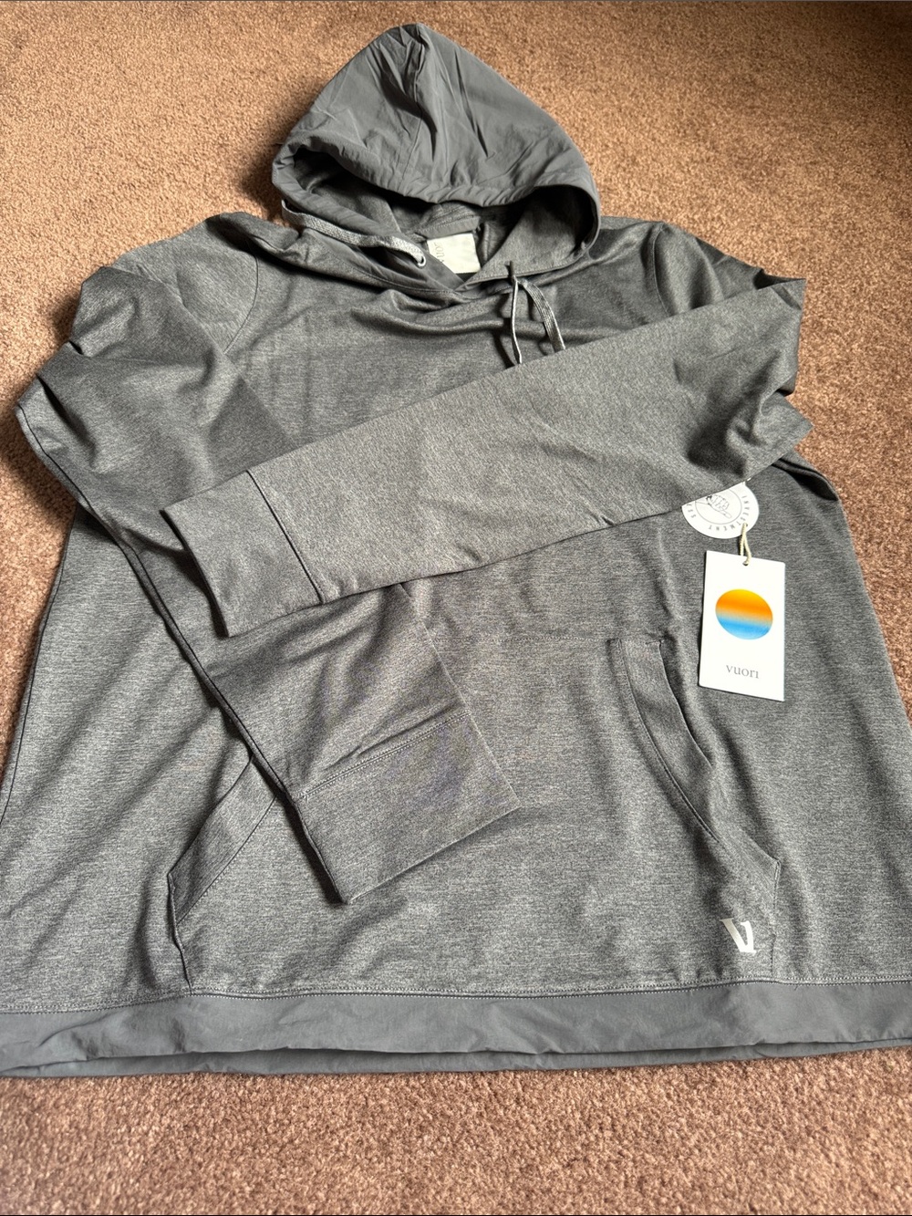 Vuori Charcoal Gray Performance Hooded Pullover